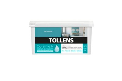 Peinture murs et plafonds cuisine et bains vert émeraude satin Tollens 2 L