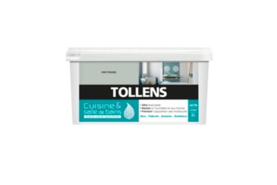 Peinture murs et plafonds cuisine et bains vert tendre satin Tollens 2 L