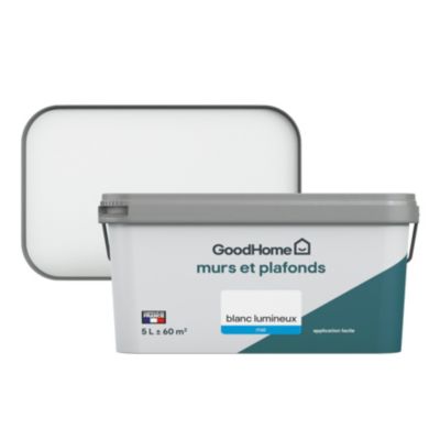 Peinture murs et plafonds GoodHome blanc lumineux mat 5L