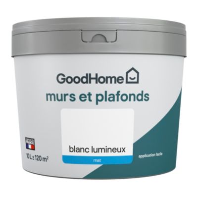 Peinture murs et plafonds GoodHome blanc mat 10L