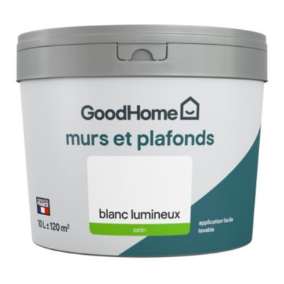 Peinture murs et plafonds GoodHome blanc satin 10L