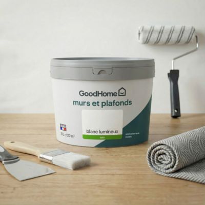Peinture murs et plafonds GoodHome blanc satin 10L