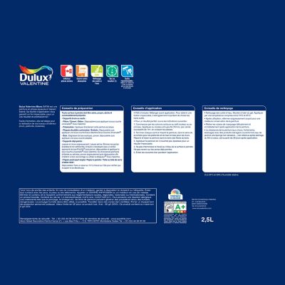 Peinture murs et plafonds phase aqueuse Dulux Valentine satin blanc 2,5L