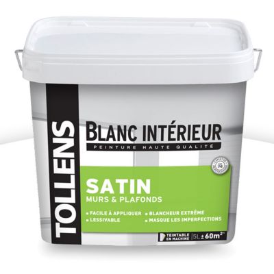 Peinture murs et plafonds TOLLENS blanc satin 5L