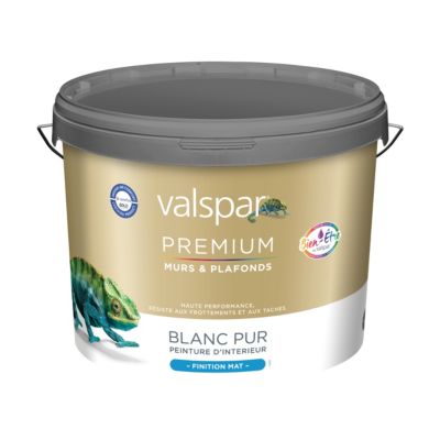 Peinture murs et plafonds Valspar premium blanc pur mat 10L