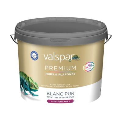 Peinture murs et plafonds Valspar premium blanc pur satin 10L