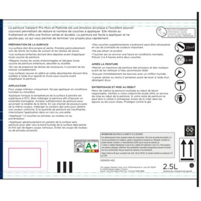 Peinture murs et plafonds Valspar Pro mat base C 2,5L
