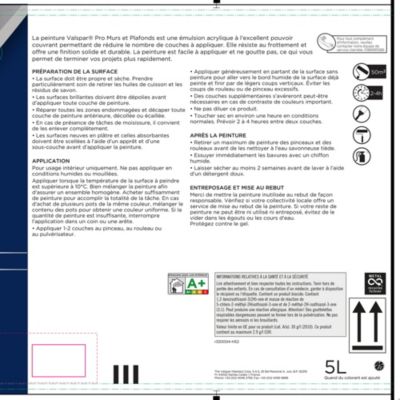 Peinture murs et plafonds Valspar Pro mat base C 5L