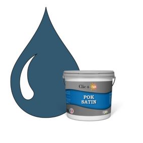 Peinture murs intérieurs satinée- Cuisine & Salle de bain POK SATIN - Bleu foncé 25m² - 2,5L