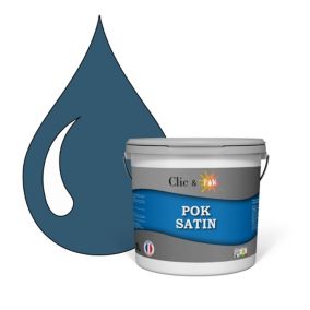 Peinture murs intérieurs satinée- Cuisine & Salle de bain POK SATIN - Bleu foncé 50m² - 5L