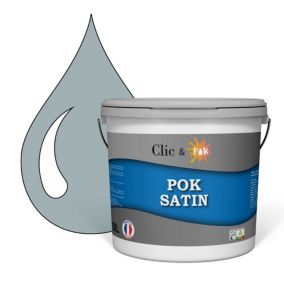 Peinture murs intérieurs satinée- Cuisine & Salle de bain POK SATIN - Bleu Gris 100m² - 10L