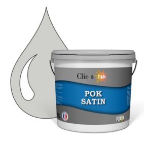 Peinture murs intérieurs satinée- Cuisine & Salle de bain POK SATIN - Galet Gris 100m² - 10L