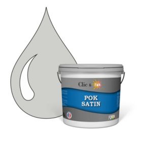 Peinture murs intérieurs satinée- Cuisine & Salle de bain POK SATIN - Galet Gris 50m² - 5L