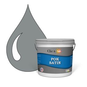 Peinture murs intérieurs satinée- Cuisine & Salle de bain POK SATIN - Gris clair 50m² - 5L