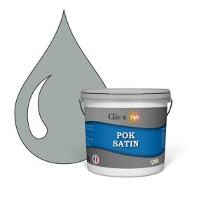 Peinture murs intérieurs satinée- Cuisine & Salle de bain POK SATIN - Gris Moyen 50m² - 5L