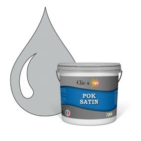 Peinture murs intérieurs satinée- Cuisine & Salle de bain POK SATIN - Gris Perle 50m² - 5L