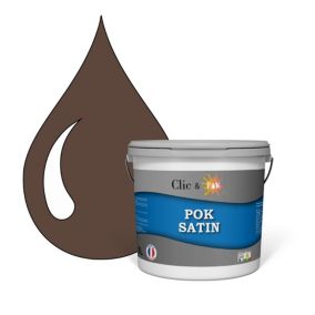 Peinture murs intérieurs satinée- Cuisine & Salle de bain POK SATIN - Marron 50m² - 5L
