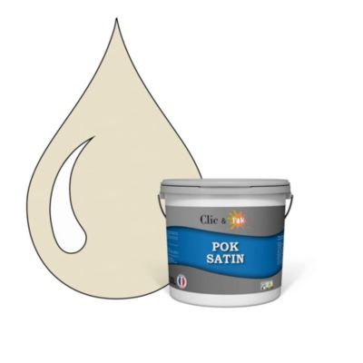 Peinture murs intérieurs satinée- Cuisine & Salle de bain POK SATIN - Vanille 25m² - 2,5L