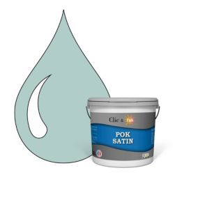 Peinture murs intérieurs satinée- Cuisine & Salle de bain POK SATIN - Vert Bleuté 25m² - 2,5L