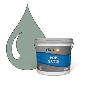 Peinture murs intérieurs satinée- Cuisine & Salle de bain POK SATIN - Vert Grisé 50m² - 5L