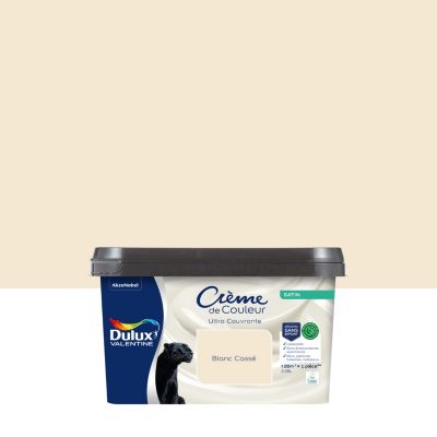 Peinture murs, plafonds, boiseries et radiateurs blanc cassé satin Dulux Valentine Crème de couleur 2.25 L