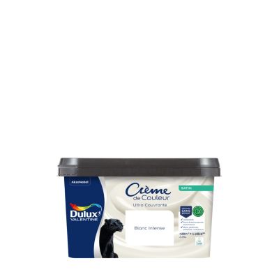 Peinture murs, plafonds, boiseries et radiateurs blanc Intense satin Dulux Valentine Crème de couleur 2.25 L