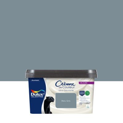 Peinture murs, plafonds, boiseries et radiateurs bleu gris velours Dulux Valentine Crème de couleur 2.25 L