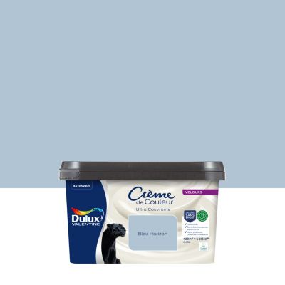 Peinture murs, plafonds, boiseries et radiateurs bleu horizon velours Dulux Valentine Crème de couleur 2.25 L