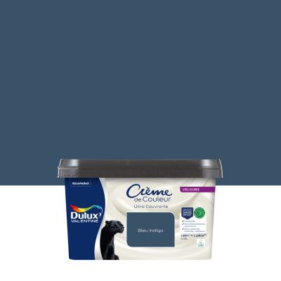 Peinture murs, plafonds, boiseries et radiateurs bleu indigo velours Dulux Valentine Crème de couleur 2.25 L