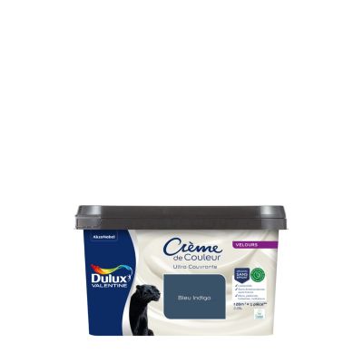 Peinture murs, plafonds, boiseries et radiateurs bleu indigo velours Dulux Valentine Crème de couleur 2.25 L