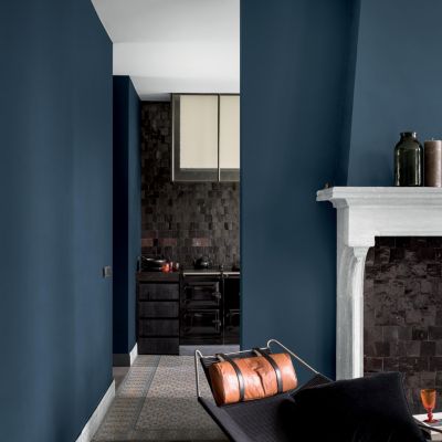 Peinture murs, plafonds, boiseries et radiateurs bleu indigo velours Dulux Valentine Crème de couleur 2.25 L