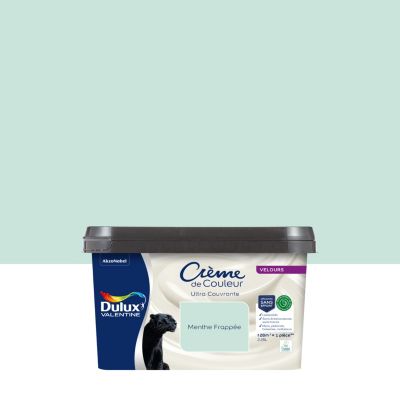 Peinture murs, plafonds, boiseries et radiateurs bleu menthe frappée velours Dulux Valentine Crème de couleur 2.25 L