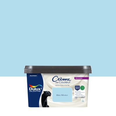 Peinture murs, plafonds, boiseries et radiateurs bleu revêur velours Dulux Valentine Crème de couleur 2.25 L
