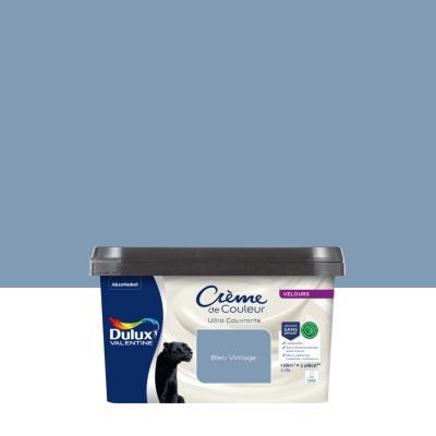 Peinture murs, plafonds, boiseries et radiateurs bleu vintage velours Dulux Valentine Crème de couleur 2.25 L