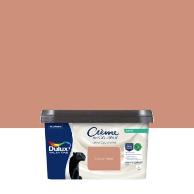 Peinture murs, plafonds, boiseries et radiateurs cuivre rose satin Dulux Valentine Crème de couleur 2.25 L