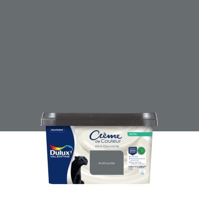 Peinture murs, plafonds, boiseries et radiateurs gris anthracite satin Dulux Valentine Crème de couleur 2.25 L