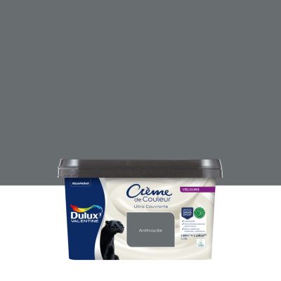 Peinture murs, plafonds, boiseries et radiateurs gris anthracite velours Dulux Valentine Crème de couleur 2.25 L
