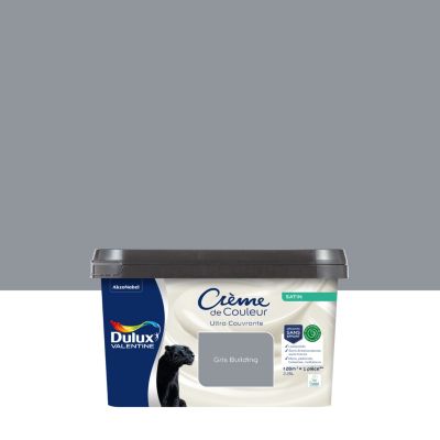 Peinture murs, plafonds, boiseries et radiateurs gris building satin Dulux Valentine Crème de couleur 2.25 L