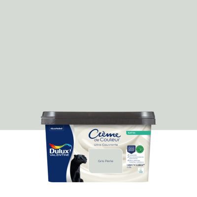 Peinture murs, plafonds, boiseries et radiateurs gris perle satin Dulux Valentine Crème de couleur 2.25 L