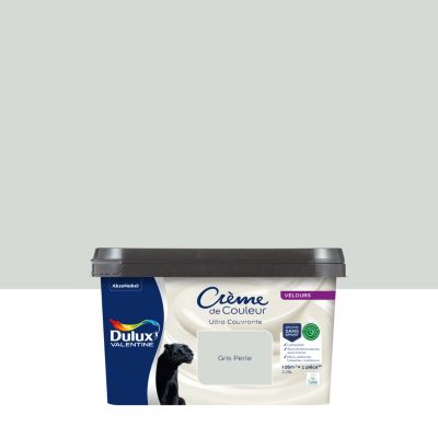 Peinture murs, plafonds, boiseries et radiateurs gris perle velours Dulux Valentine Crème de couleur 2.25 L