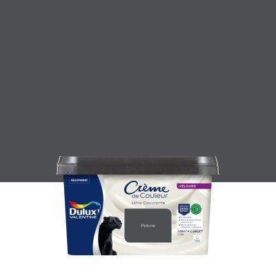 Peinture murs, plafonds, boiseries et radiateurs gris Poivre velours Dulux Valentine Crème de couleur 2.25 L