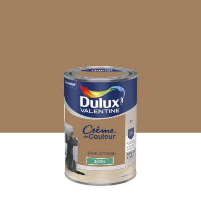 Peinture murs, plafonds, boiseries et radiateurs jaune miel ambré satin Dulux Valentine Crème de couleur 1.25 L