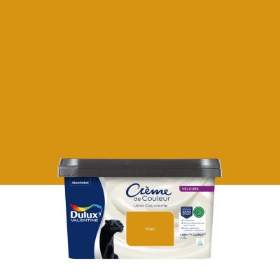 Peinture murs, plafonds, boiseries et radiateurs jaune miel velours Dulux Valentine Crème de couleur 2.25 L