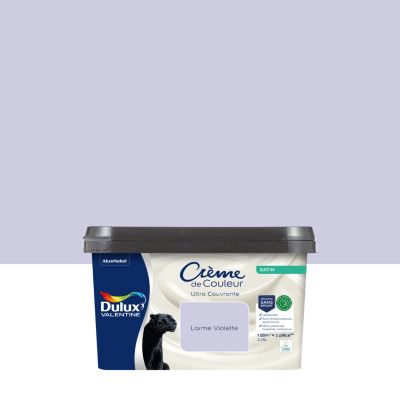Peinture murs, plafonds, boiseries et radiateurs larme violette satin Dulux Valentine Crème de couleur 2.25 L