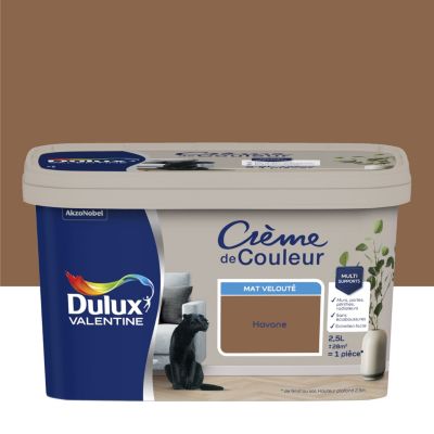Peinture murs, plafonds, boiseries et radiateurs marron havane mat velouté Dulux Valentine Crème de couleur 2.5 L