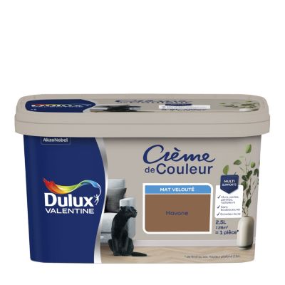 Peinture murs, plafonds, boiseries et radiateurs marron havane mat velouté Dulux Valentine Crème de couleur 2.5 L