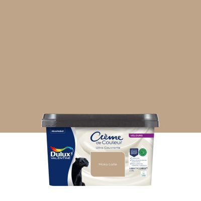 Peinture murs, plafonds, boiseries et radiateurs marron moka latte velours Dulux Valentine Crème de couleur 2.25 L