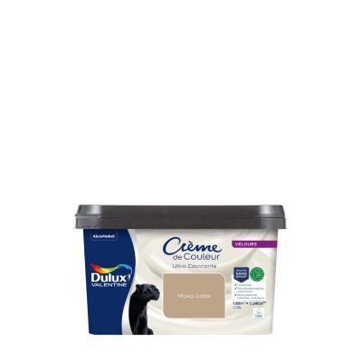 Peinture murs, plafonds, boiseries et radiateurs marron moka latte velours Dulux Valentine Crème de couleur 2.25 L