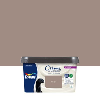 Peinture murs, plafonds, boiseries et radiateurs marron taupe velours Dulux Valentine Crème de Couleur 2.25 L