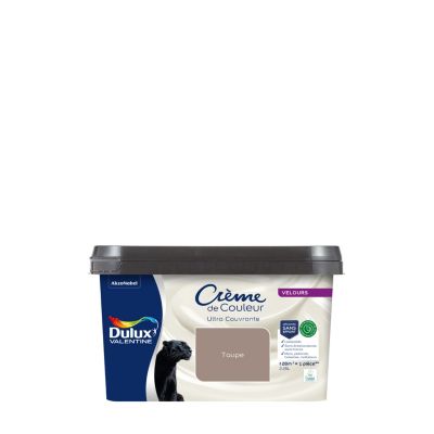 Peinture murs, plafonds, boiseries et radiateurs marron taupe velours Dulux Valentine Crème de Couleur 2.25 L